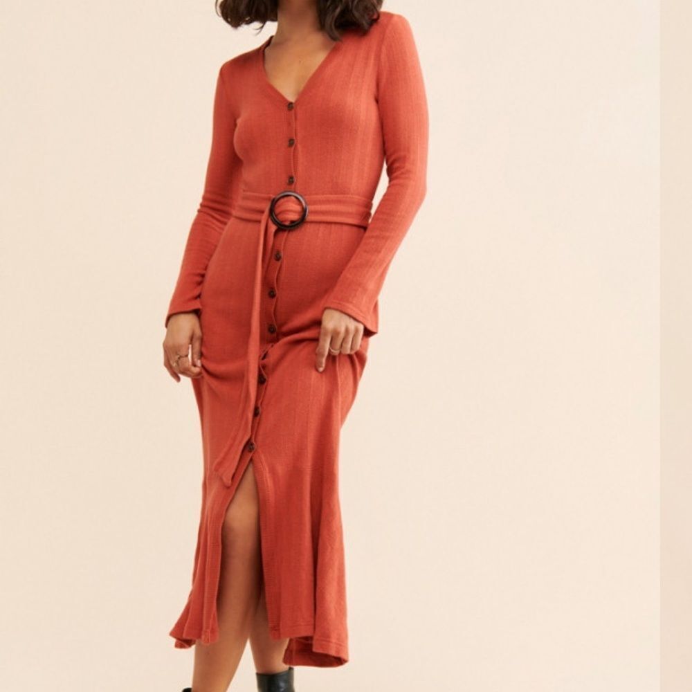 Anthropologie Elsa Ribbed Maxi Dress L
